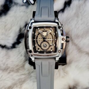 Tubular Luxury Square Dial Sports Watch for Men with Silicone Strap