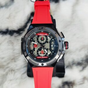 Tubular Men’s Sports Chronograph Watch – Silicone Strap, Water Resistant, Date Display