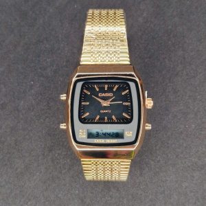 Casio Vintage Analog-Digital Gold Stainless Steel Watch for Men