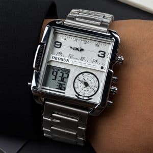 OBOSUN Luxury Digital & Analog Stainless Steel Watch for Men